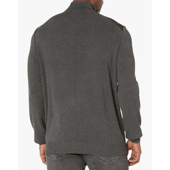 Perry Ellis Motion 1 Full Zip Mock Gray Sweater Jacket Black Front Men’s Medium - Picture 2 of 9